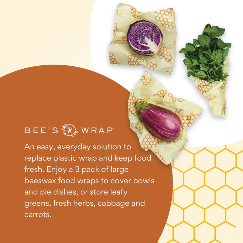 Bee's Wrap Beeswax Wraps for Food - Honeycomb Large 3 Pack Made in USA Reusable & Organic Food Wraps, Sandwich Wrap & Bowl Covers - Eco-Friendly Alternative to Aluminum Foil & Plastic Wrap - Image 5